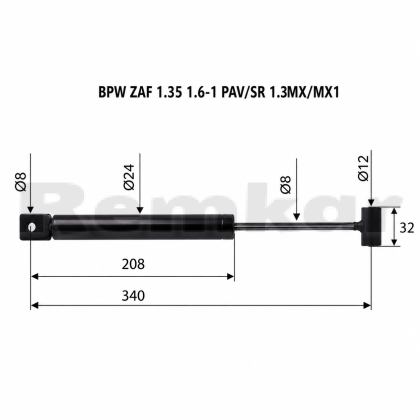 АМОРТИСЬОР ЗА ИНЕРЦИОННА СПИРАЧКА BPW ZAF 1.35 1.6-1 PAV/SR 1.3MX/MX1